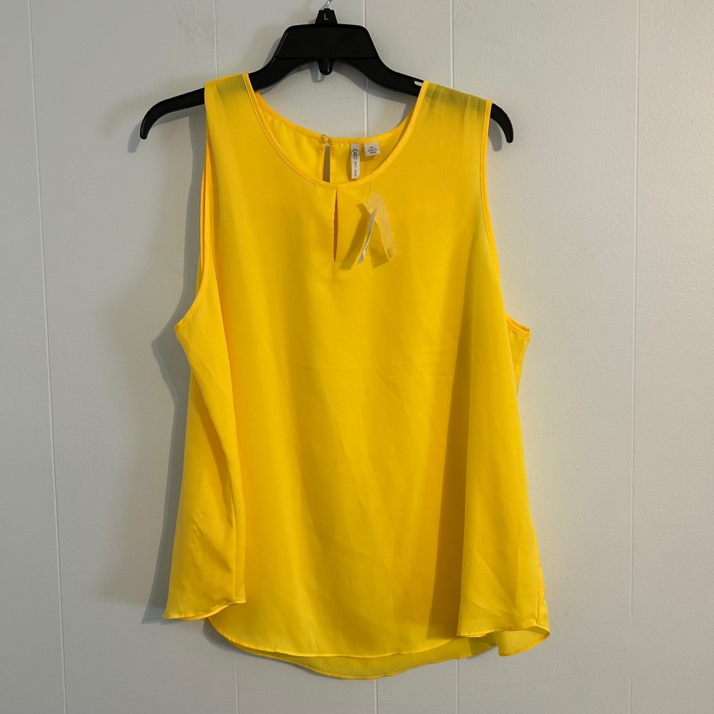 Cato Womens XL Aspen Gold Sleeveless Keyhole Blouse Yellow Career Top NEW